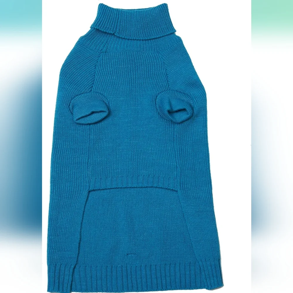 Nwt Teal Dog Turtleneck Sweater Petrageous Size Large